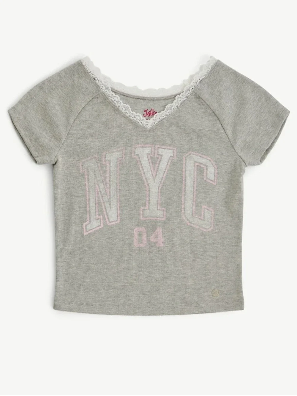 Justice Girl's Lace Trim Graphic Tee,